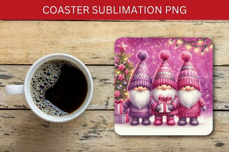 square coaster - christmas gnome