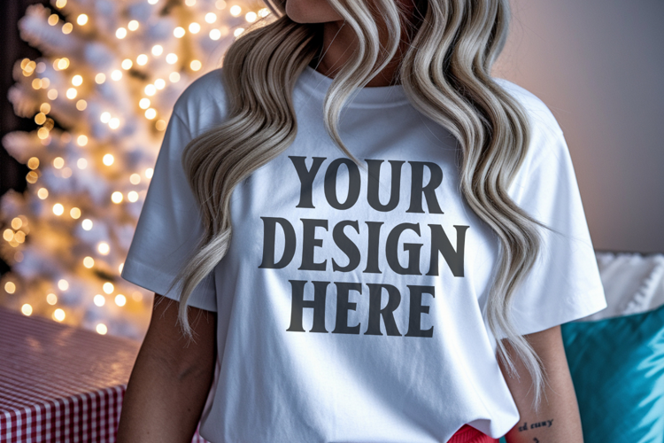 Christmas Bella Canvas 3001 Ash Shirt Mockup ,Trandy Mock