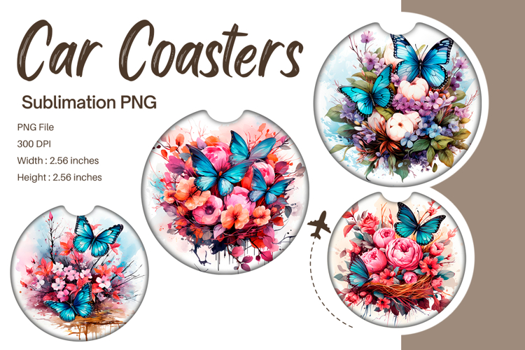 Butterfly Car Coasters Sublimation Accessories Keychain_52