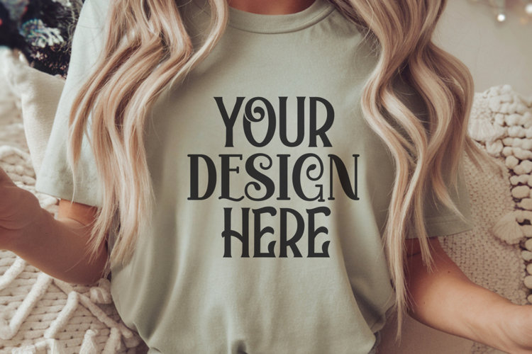 Moss Comfort Colors 1717 Christmas Mockup, CC 1717