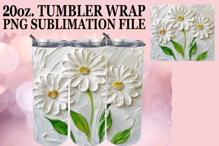 White Blossom Radiance: 3D Tumbler Sublimation example image 1