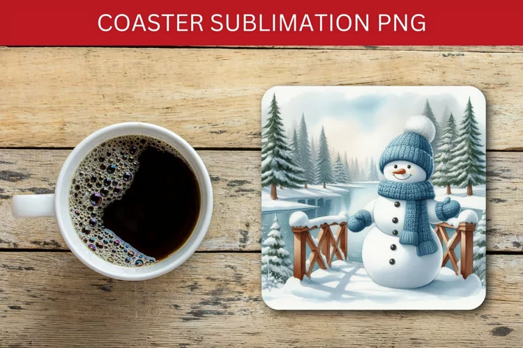 square coaster - christmas snowman