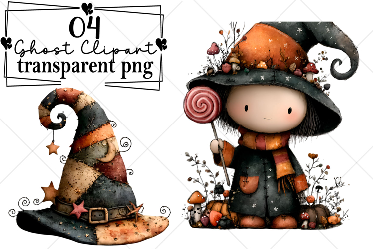 Whimsical Halloween Ghost Clipart Watercolor PNG