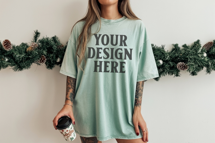 Chalky Mint Christmas Comfort Colors 1717 TShirt Mockup,cc17