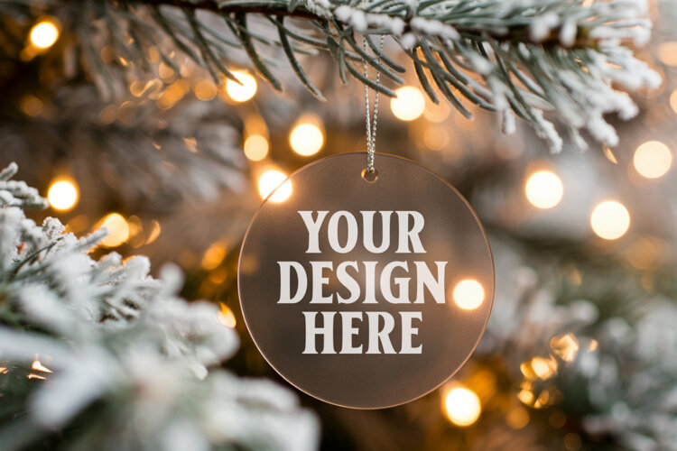 Acrylic Christmas Ornament Mockups | Clear Holiday Ornament example image 1