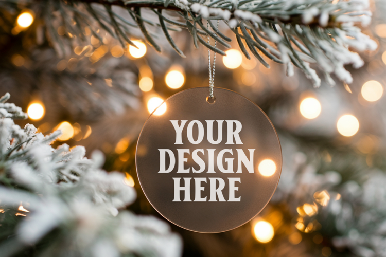 Acrylic Christmas Ornament Mockups | Clear Holiday Ornament