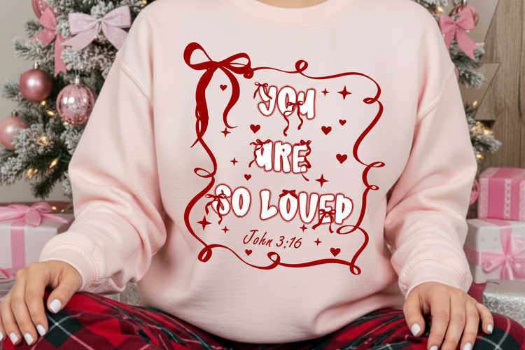 Coquette Bow You Are So Loved PNG, Jesus Valentine Png