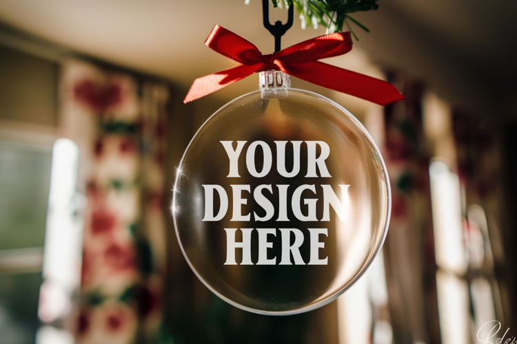 Acrylic Christmas Ornament Mockups | Clear Round Holiday