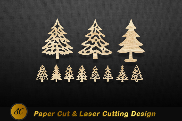Wooden pine tree cutouts craft Laser cut