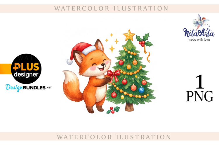 Illustration of a cute Christmas fox