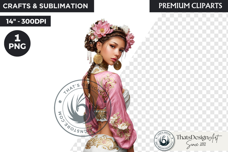 Royal Lotus Princess Fantasy Goddess Floral Clipart