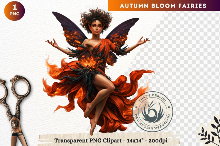 Autumn Bloom Floral Fairy Clipart, Mythical Fantasy PNG