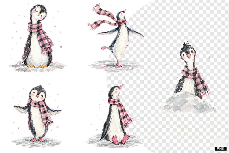 Winter Penguin PNG