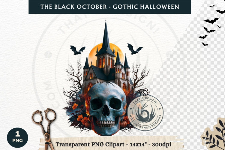 The Black October Gothic Halloween Clipart, Horror character