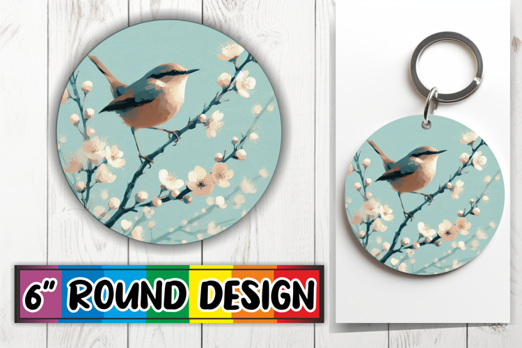 Cheerful Sublimation Circle Coasters, Birds