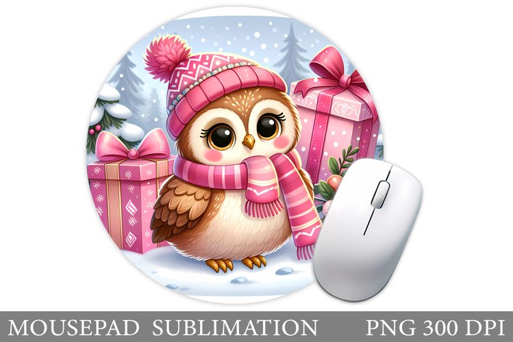 Cute Owl Mouse Pad. Christmas Mouse Pad Design