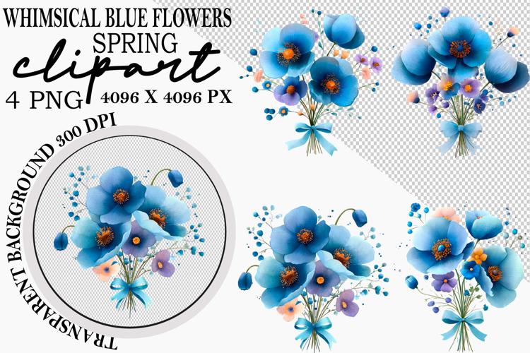Whimsical Flowers Spring Clipart Png