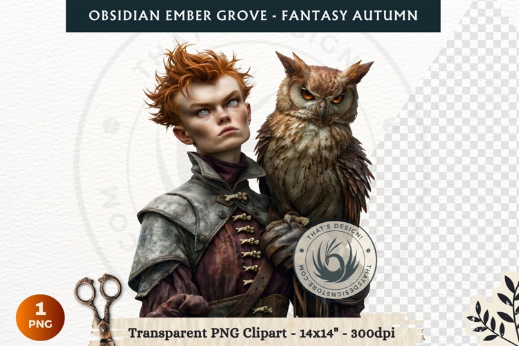 Dark Autumn Fantasy Clipart PNG for RPG Obsidian Ember Grove