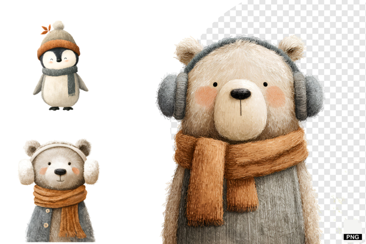 Cute Winter Animals Clipart