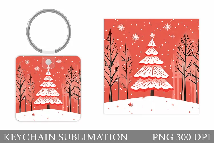 Christmas Tree Keychain. Christmas Keychain Sublimation