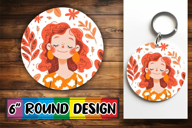 Elegant Woman and Flowers Round Design PNG