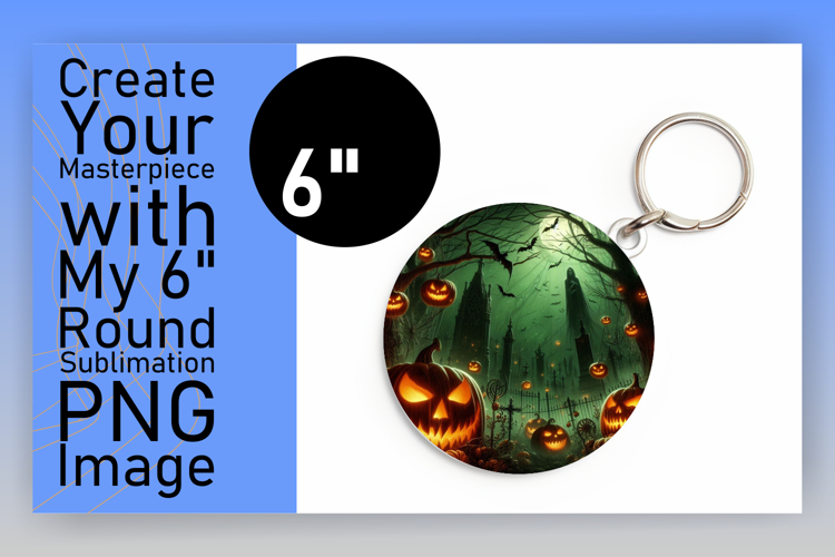 Artful Round Design for Keychains , Horror Halloween example image 1