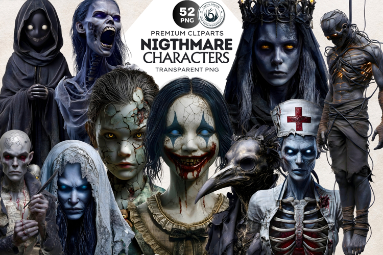 Nightmare Characters Horror & Gothic Halloween Illustrations