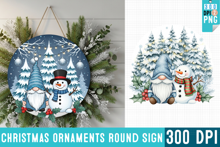 Christmas Ornaments Round Sign PNG, Christmas Round Sign PNG