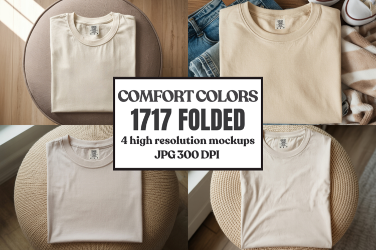 Comfort Colors 1717 Folded Tshirt Mockups