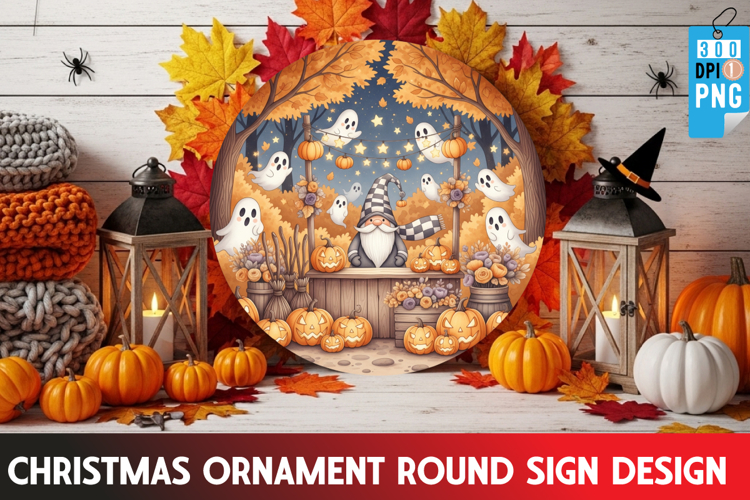 Halloween Ornaments Round Sign PNG, Halloween Round Sign PNG