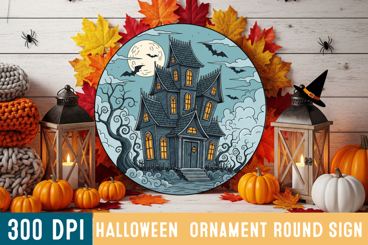 Halloween Round Sign Design PNG Perfect for Spooky Season