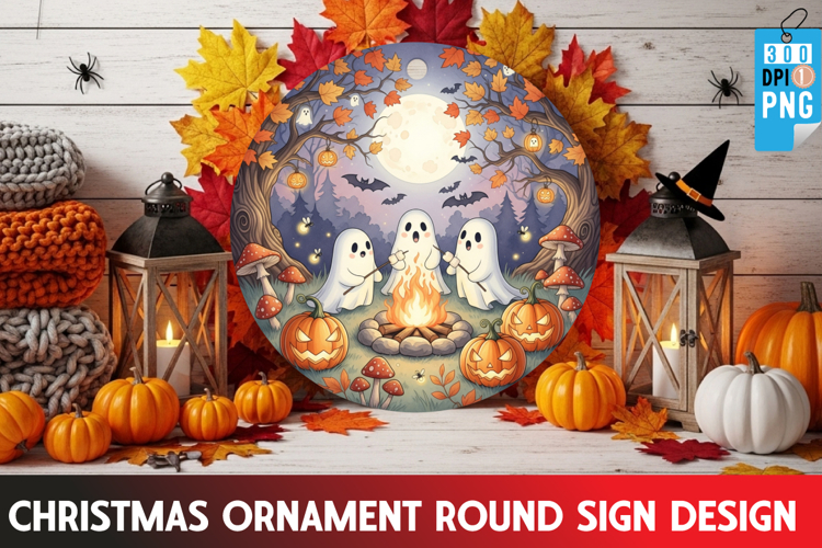 Halloween Ornaments Round Sign PNG, Halloween Round Sign PNG