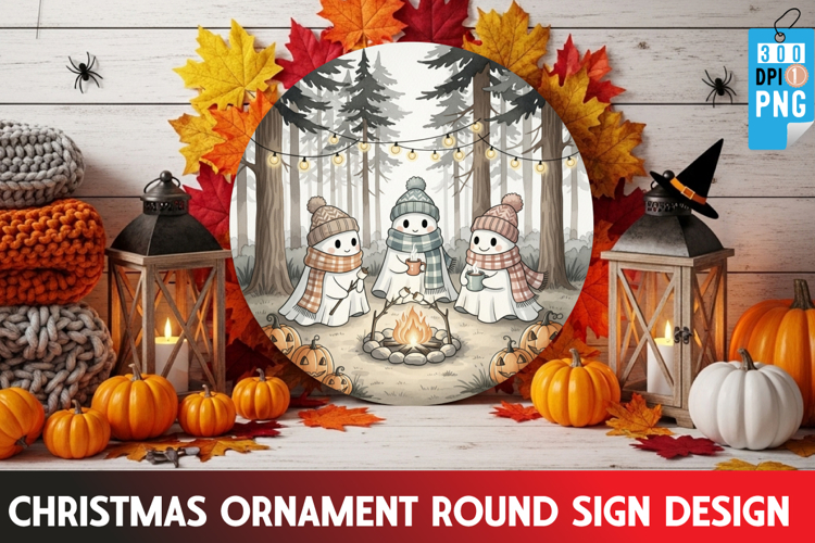 Halloween Ornaments Round Sign PNG, Halloween Round Sign PNG