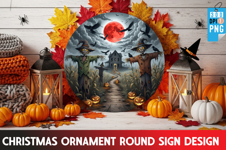 Halloween Ornaments Round Sign PNG, Halloween Round Sign PNG