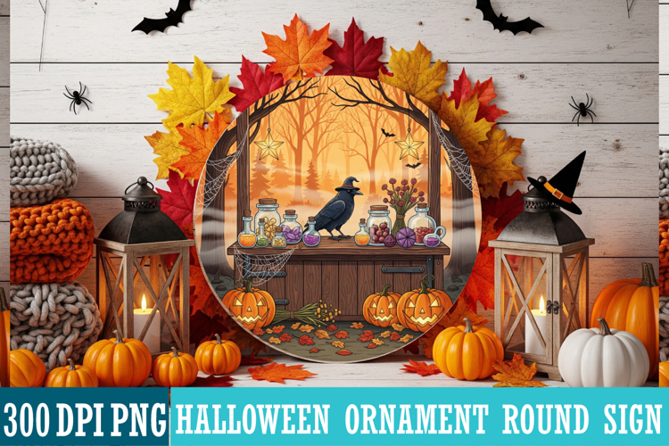 Halloween Round Sign Design PNG Perfect for Spooky Season