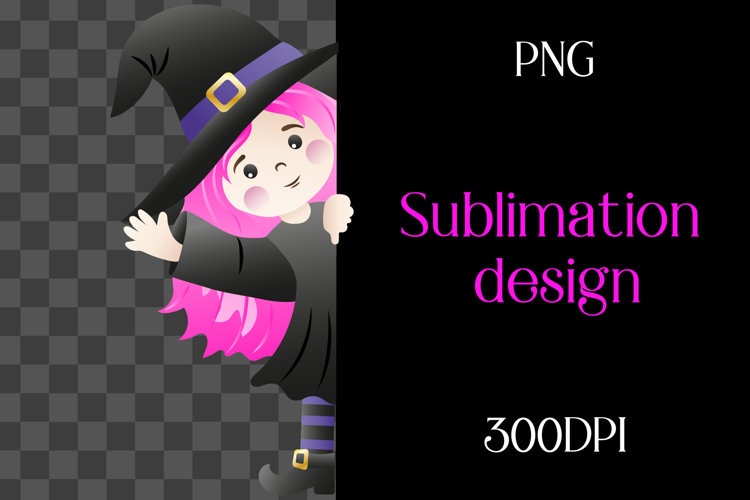 Cute little witch. Halloween sublimation. PNG