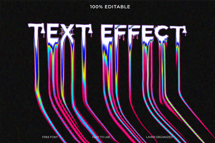 Dynamic Text Effects Vibrant Text Effect with Liquid Drips on Black Background
