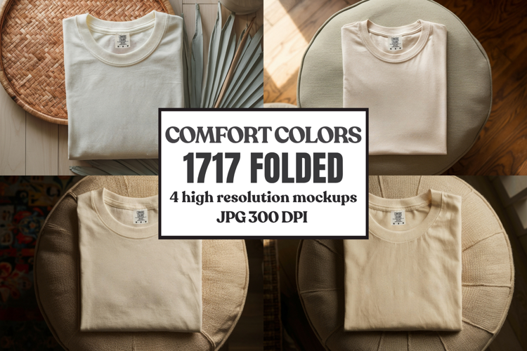 Comfort Colors 1717 Folded Tshirt Mockups