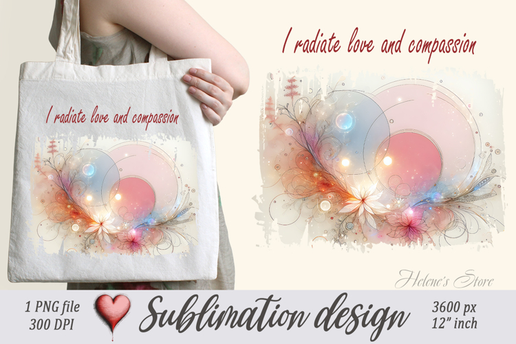 Pastel design with Inspiring quote tote bag sublimation png