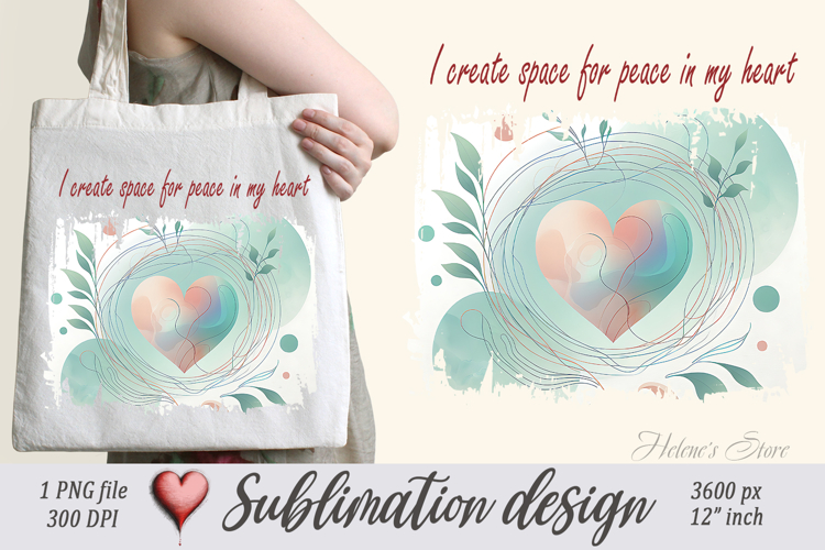 Pastel design with Inspiring quote tote bag sublimation png