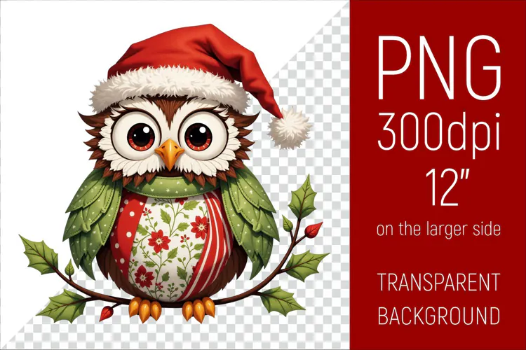 Christmas Owl PNG | Christmas Sublimation Design