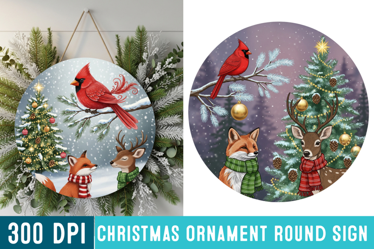 Christmas Ornaments Round Sign PNG, Christmas Round Sign PNG