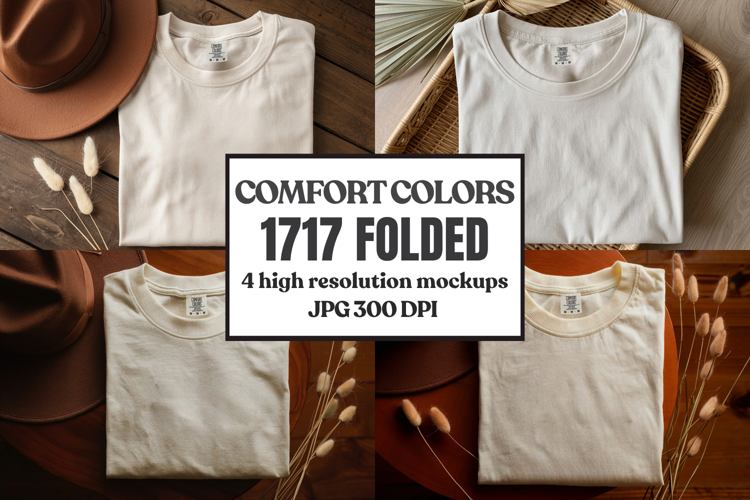 Comfort Colors 1717 Folded Tshirt Mockups