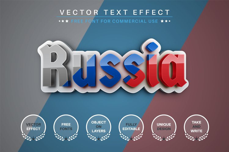 Russia Tricolor - Editable Text Effect, Font Style example image 1