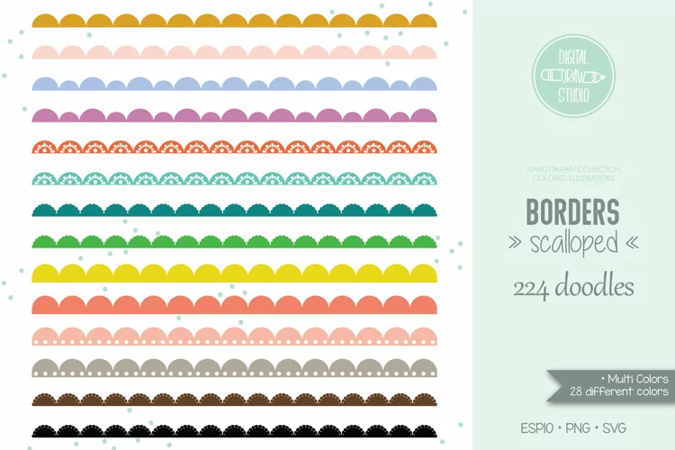 Scalloped Border Colored Lace | Divider | Illustrator brush