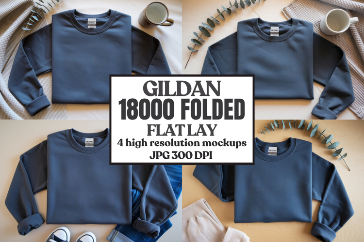 Gildan 18000 Sand Folded Flat Lay Mockups