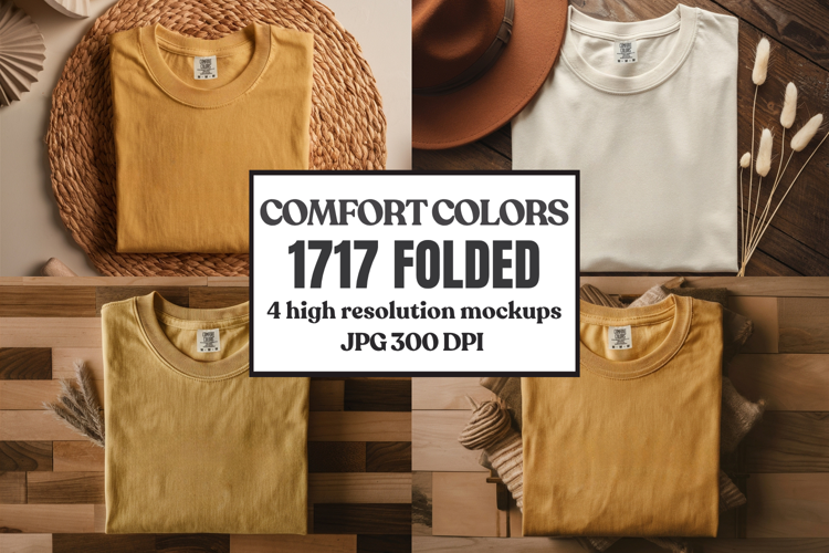 Comfort Colors 1717 Folded Tshirt Mockups