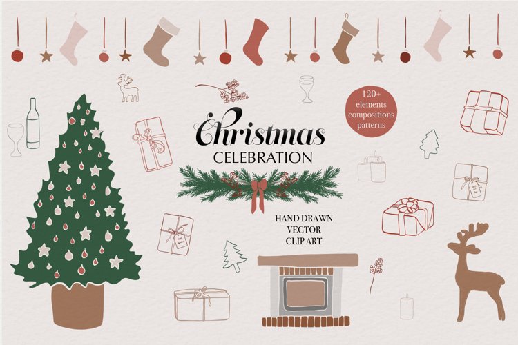 Christmas / New year / Winter / Vector / Clip art example image 1