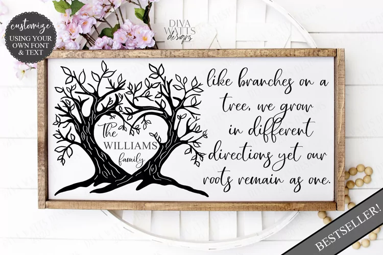 Branches on a Tree Family Last Name Sign Cutting File