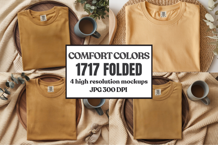 Comfort Colors 1717 Folded Tshirt Mockups